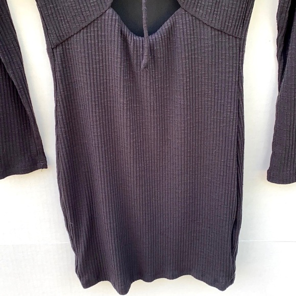 Princess Polly Womens Size 4 black long sleeve ribbed double cutout dress - Picture 4 of 8